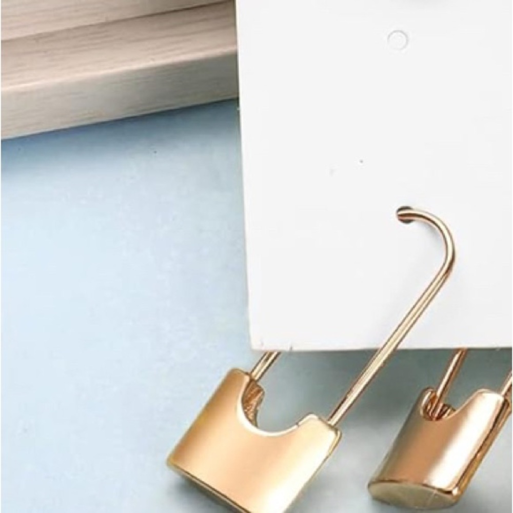 Gold Padlock Earrings
